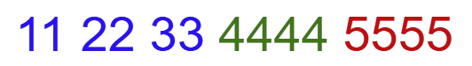 Example of hand with any 3 suits. One suit has pairs of 1, 2, and 3. One suit of four 4s. and another suit of four 5s.