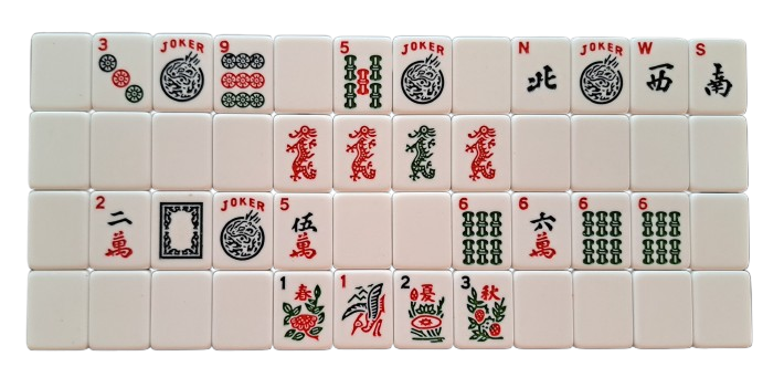 Examples of American Mahjong tiles creating a dead hand, including improper use of a Joker with singles or pairs, and mixing incompatible suits.